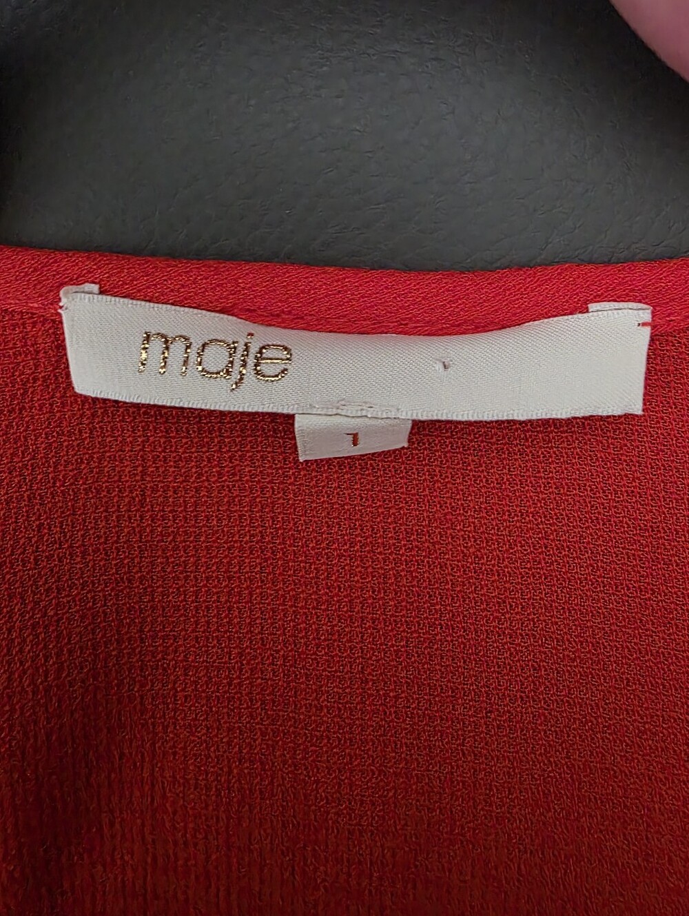 Maje Bright Red Long-Sleeve Ruffle Cuff Dress - Picture 6 of 8